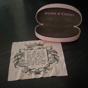 RARE Juicy Couture Shades of Couture Pink Glasses Case with Cleaning Cloth